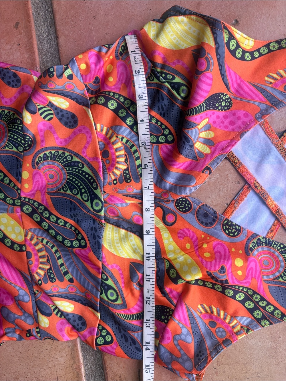 Retro 70’s Orange Paisley Wide Leg Jumpsuit - Picture 6 of 6